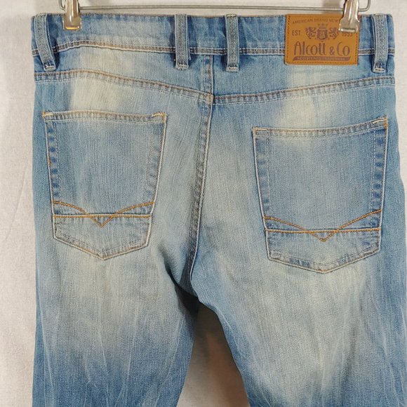Alcott & Co  Distressed Button Fly Jimmy Slim Fit Jeans Blue Washed - Picture 7 of 10